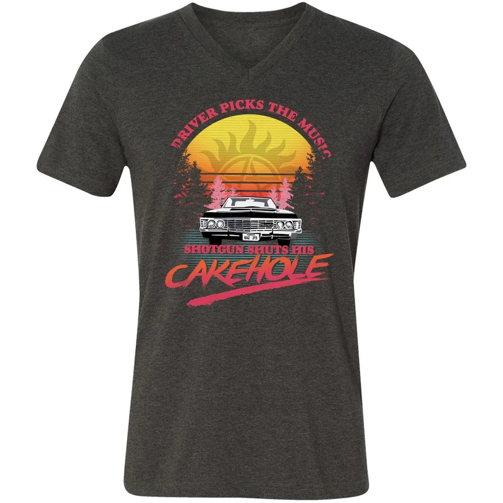 Unisex V-Neck T-Shirt - BB5UDQZY - Dark Grey Heather - 8