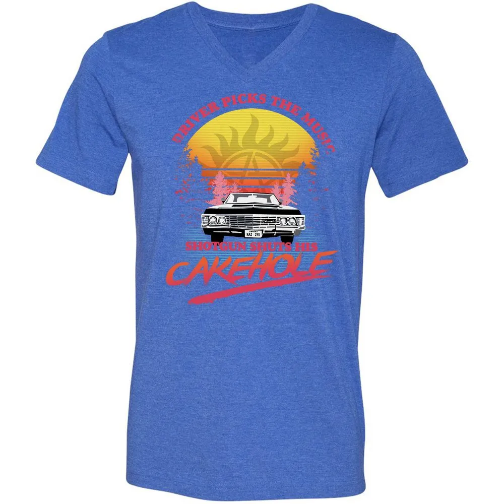 Unisex V-Neck T-Shirt - BB5UDQZY - Heather True Royal - 14