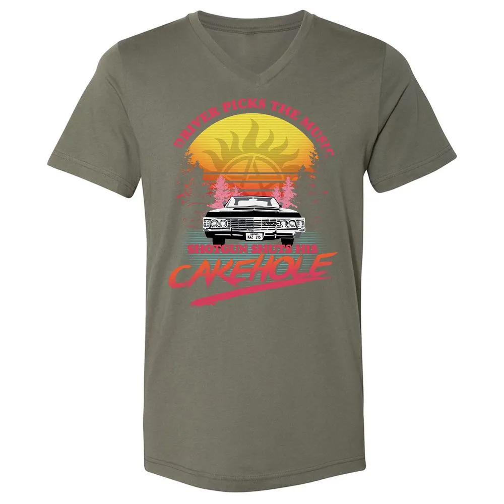 Unisex V-Neck T-Shirt - BB5UDQZY - Military Green - 10