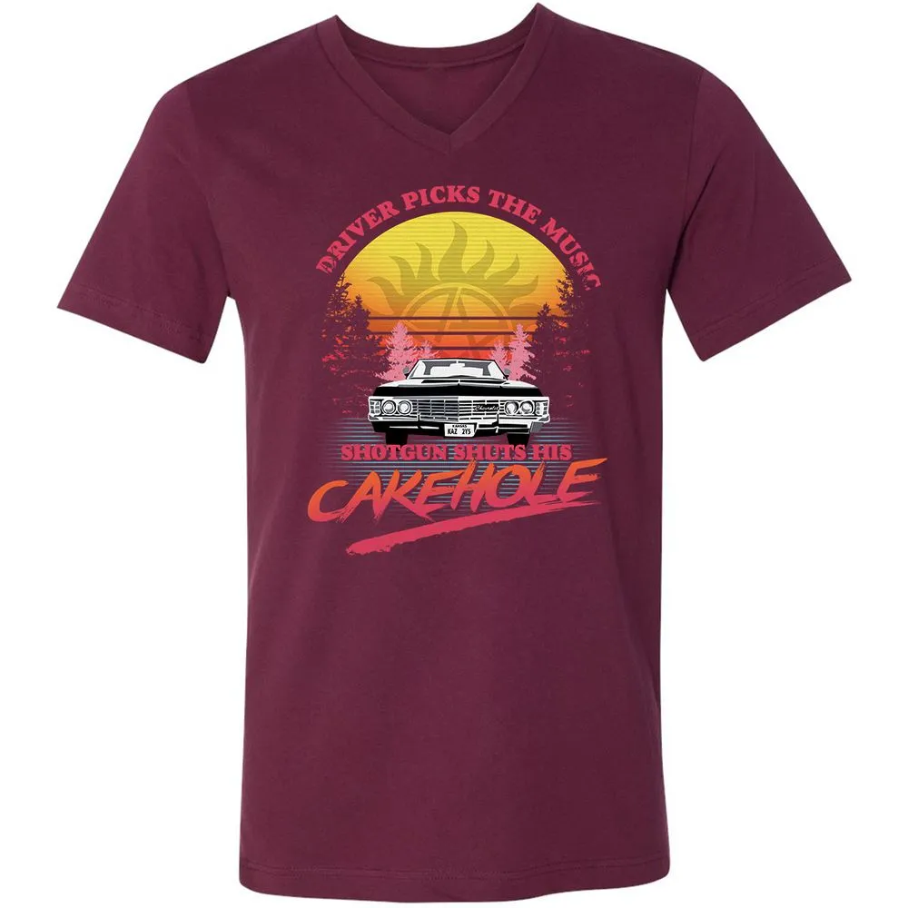 Unisex V-Neck T-Shirt - BB5UDQZY - Maroon - 6
