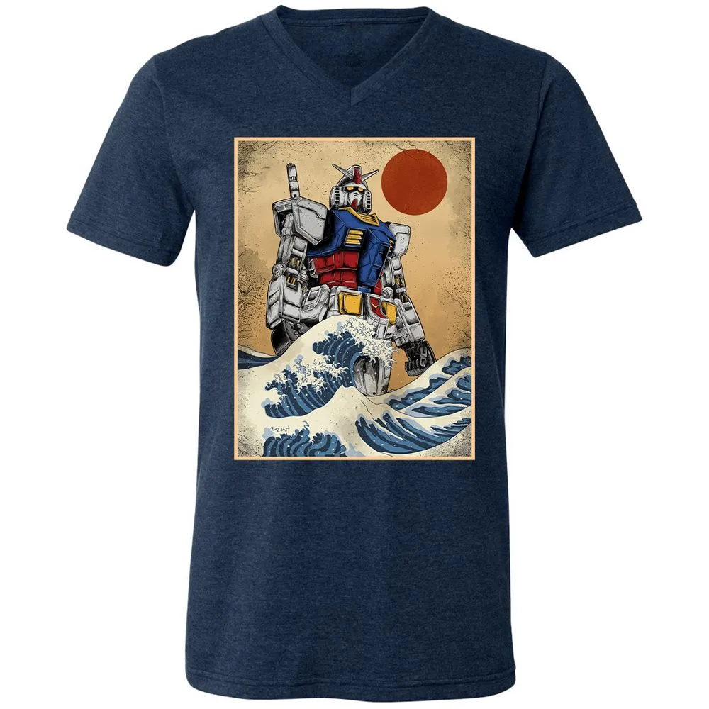 Unisex V-Neck T-Shirt - 96TDVXLF - Heather Navy - 15