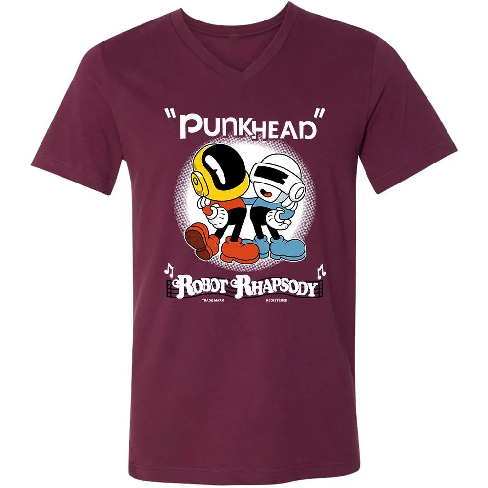 Unisex V-Neck T-Shirt - 4U1AL3HQ - Maroon - 6