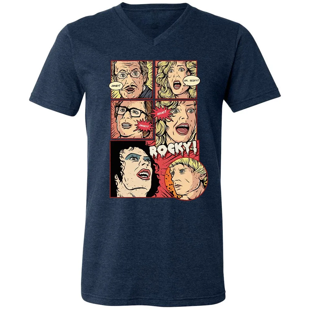 Unisex V-Neck T-Shirt - YL2EF6FS - Heather Navy - 15