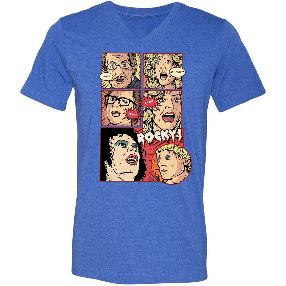 Unisex V-Neck T-Shirt - YL2EF6FS - Heather True Royal - 14