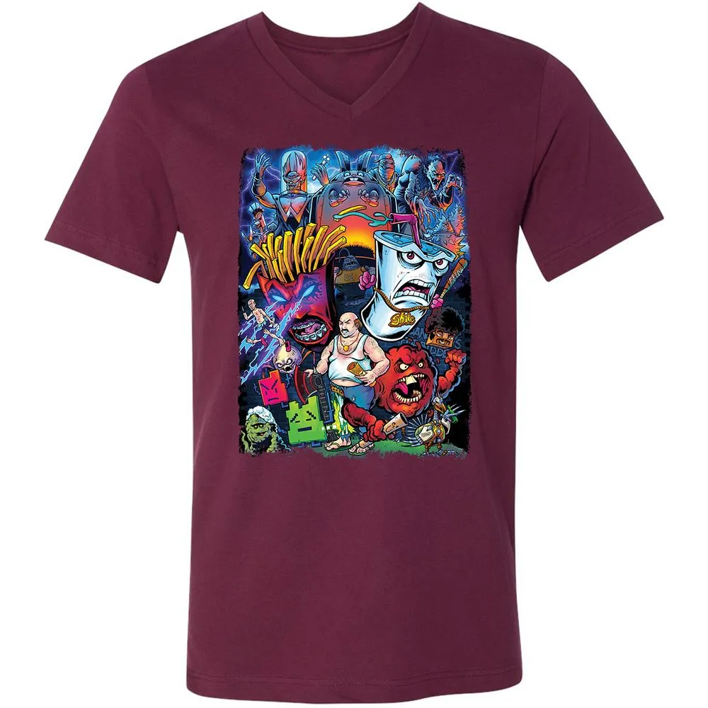 Unisex V-Neck T-Shirt - R9L8J571 - Maroon - 6