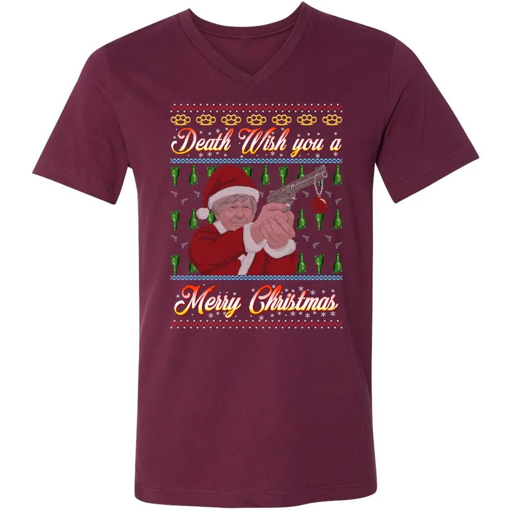 Unisex V-Neck T-Shirt - FZVM2GH4 - Maroon - 6