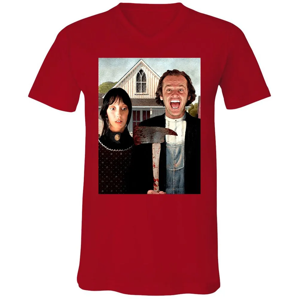 Unisex V-Neck T-Shirt - T1BJ8QQF - Red - 3