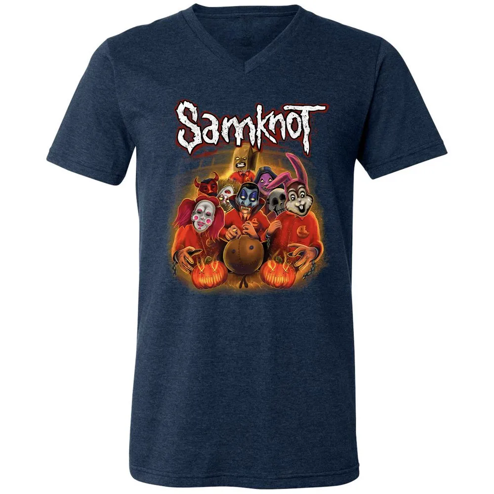Unisex V-Neck T-Shirt - NR4DX82Q - Heather Navy - 15