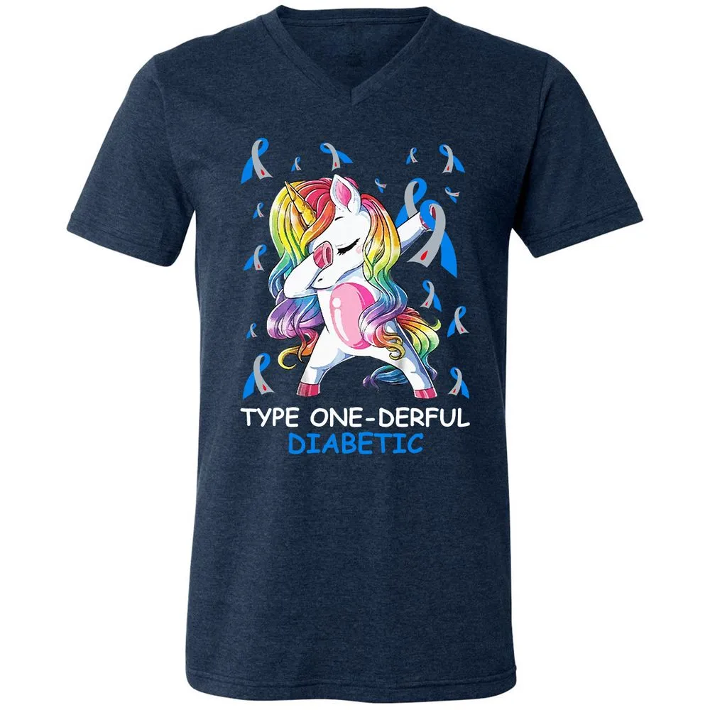 Unisex V-Neck T-Shirt - DN3RWF9Z - Heather Navy - 15