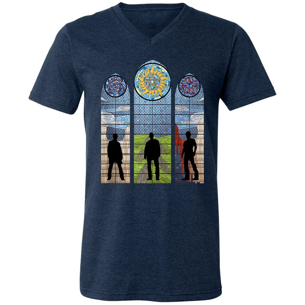 Unisex V-Neck T-Shirt - QE95G5RU - Heather Navy - 15