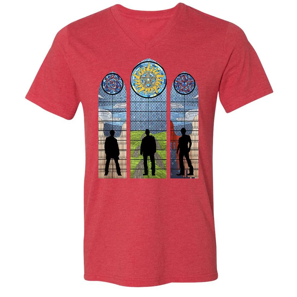 Unisex V-Neck T-Shirt - QE95G5RU - Heather Red - 16