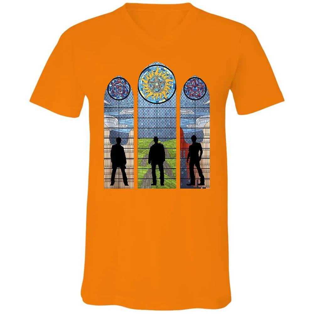 Unisex V-Neck T-Shirt - QE95G5RU - Orange - 11