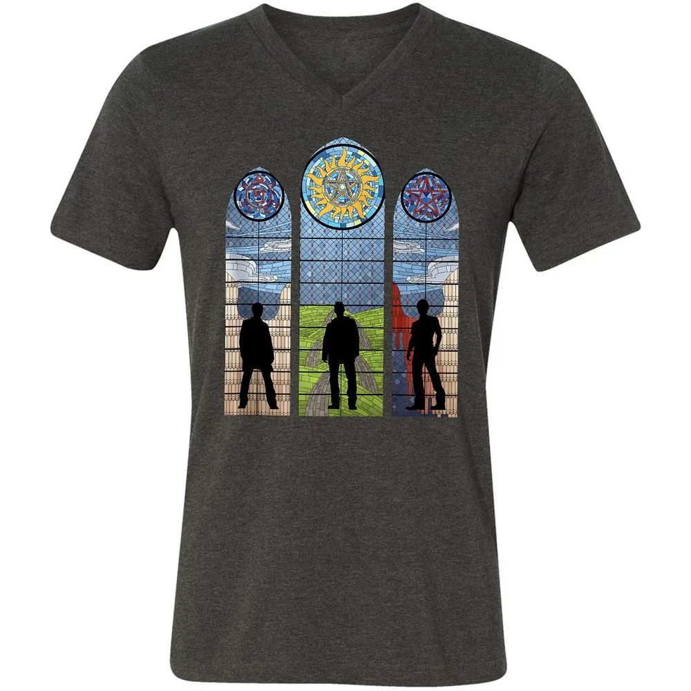 Unisex V-Neck T-Shirt - QE95G5RU - Dark Grey Heather - 8
