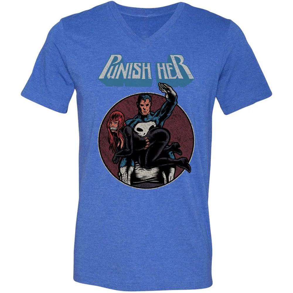 Unisex V-Neck T-Shirt - VGLEKTQB - Heather True Royal - 14