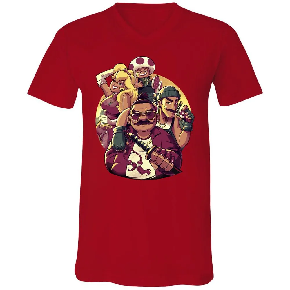 Unisex V-Neck T-Shirt - 543TZYCJ - Red - 3