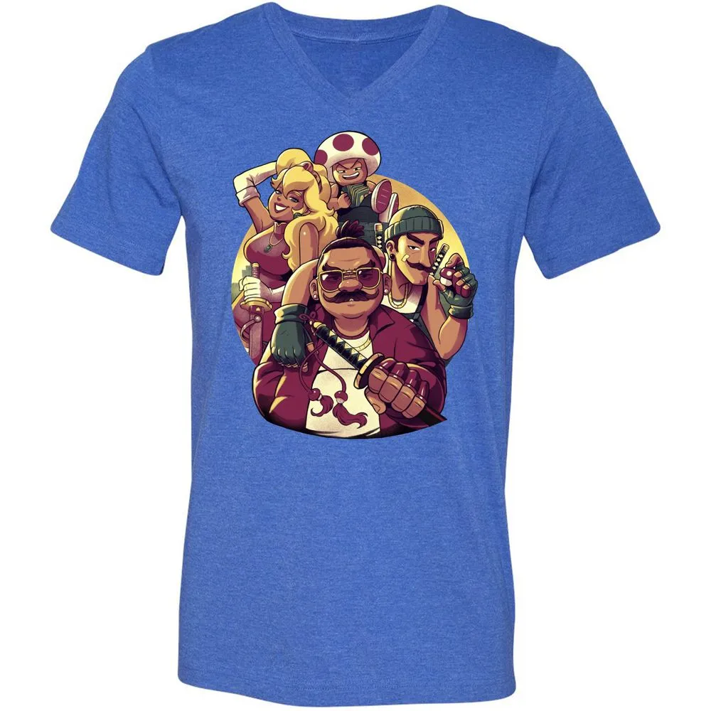 Unisex V-Neck T-Shirt - 543TZYCJ - Heather True Royal - 14