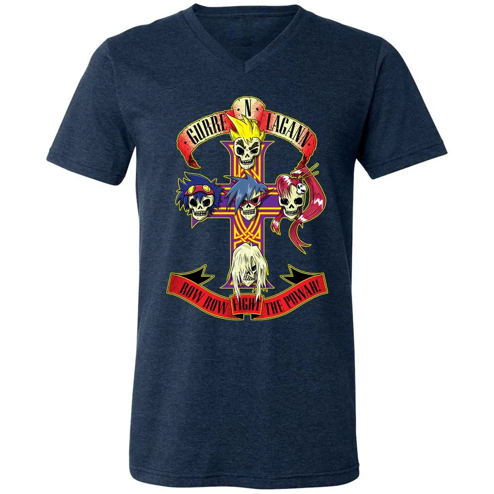 Unisex V-Neck T-Shirt - N5JVQ8EX - Heather Navy - 15