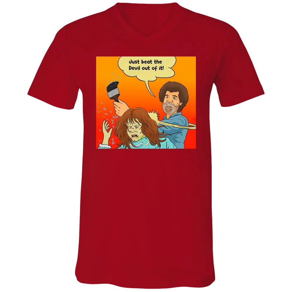 Unisex V-Neck T-Shirt - 6QLGRX9D - Red - 3