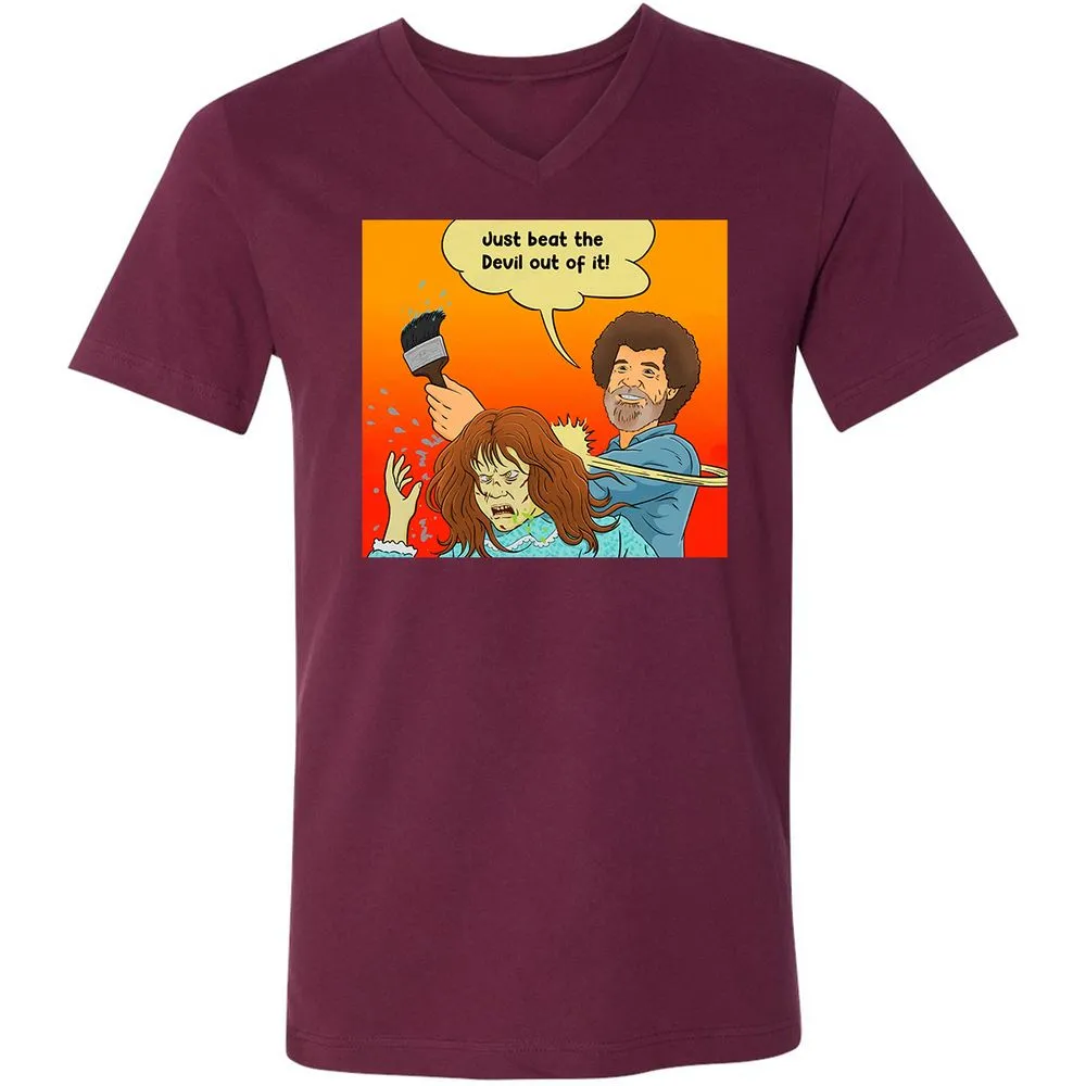 Unisex V-Neck T-Shirt - 6QLGRX9D - Maroon - 6