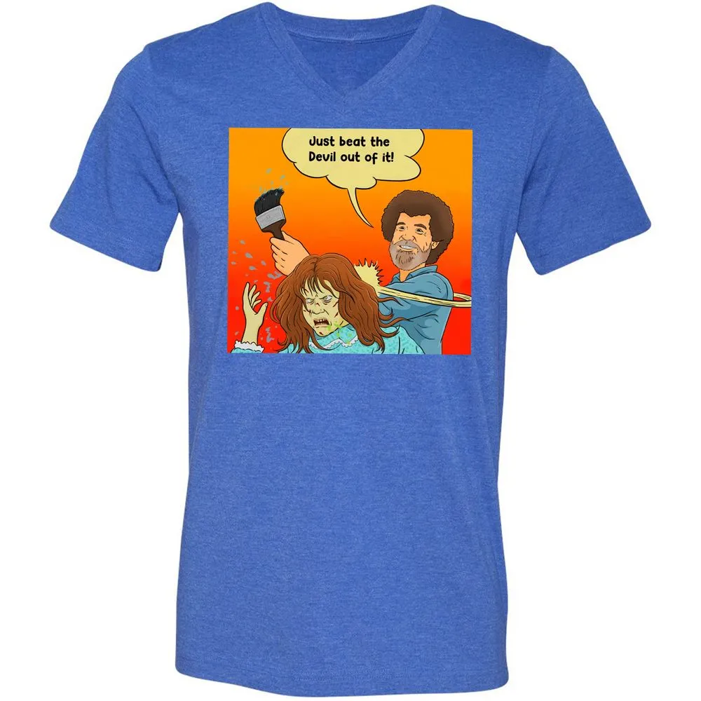 Unisex V-Neck T-Shirt - 6QLGRX9D - Heather True Royal - 14