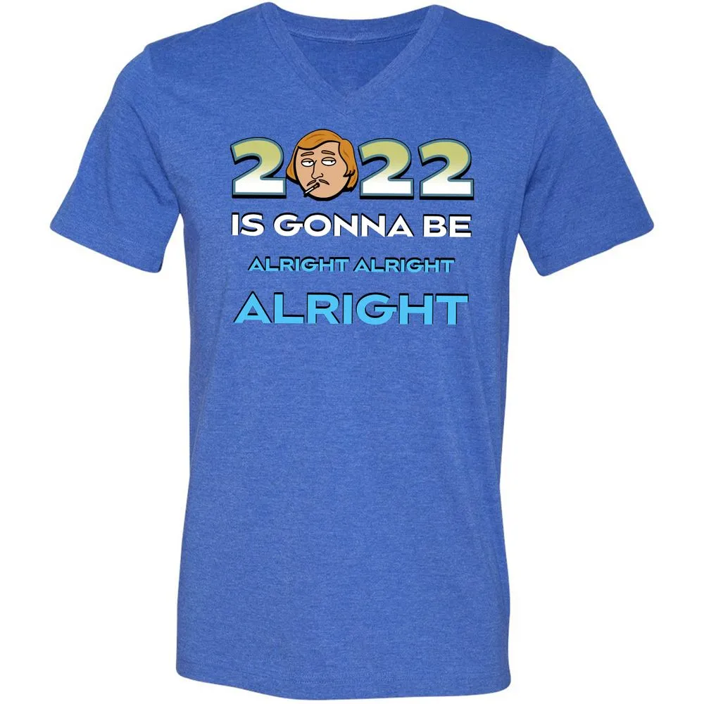 Unisex V-Neck T-Shirt - B6TH4GFD - Heather True Royal - 14