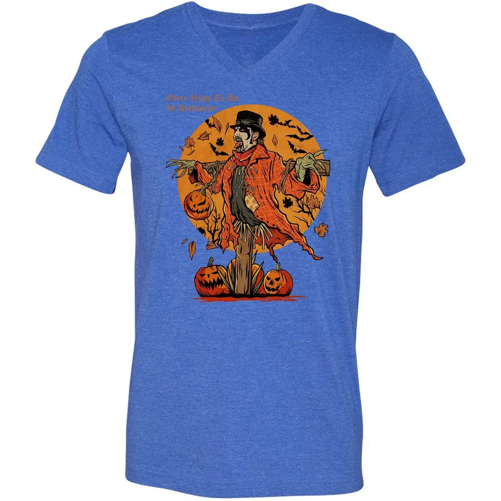 Unisex V-Neck T-Shirt - UZZTZLWU - Heather True Royal - 14