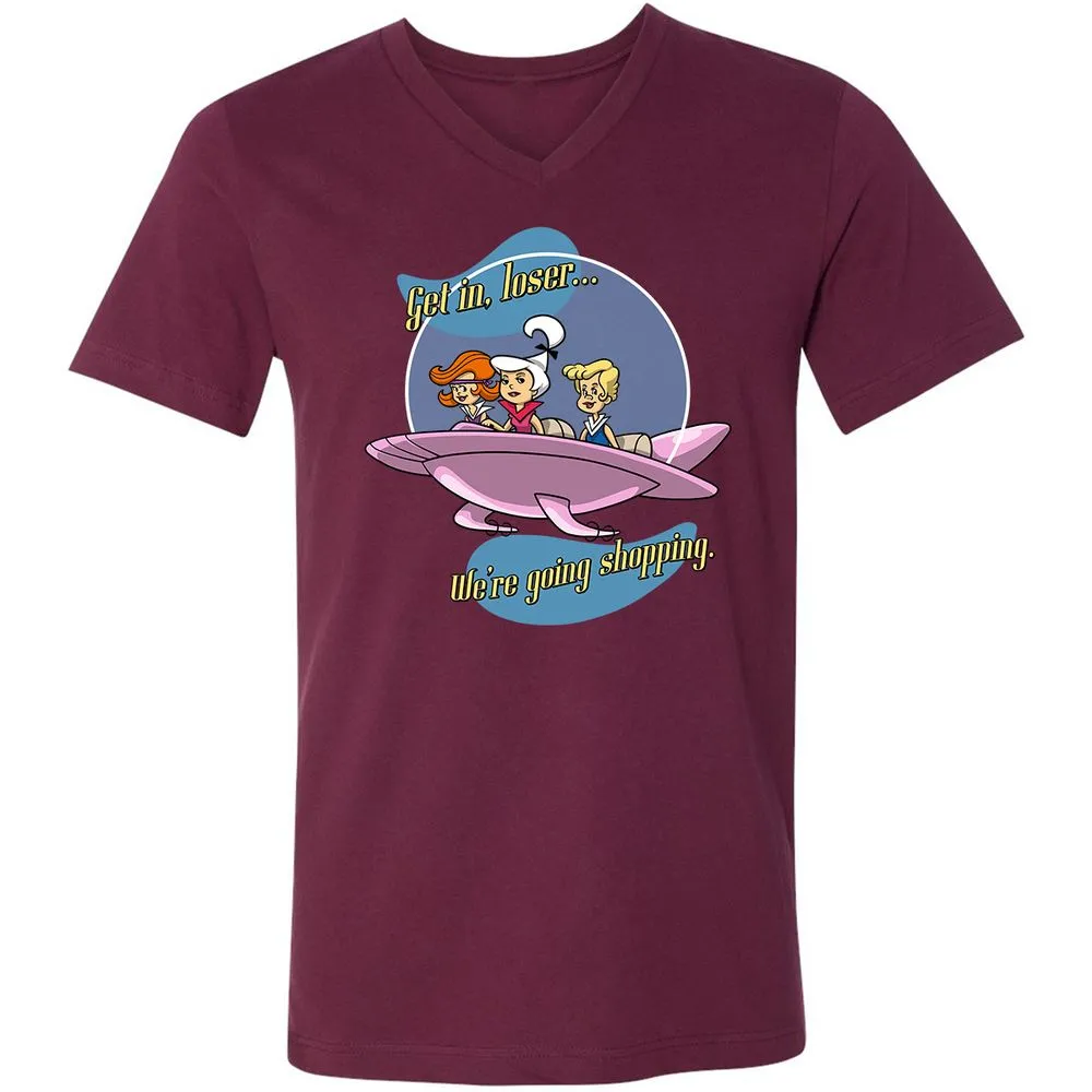 Unisex V-Neck T-Shirt - QCKP9HXC - Maroon - 6