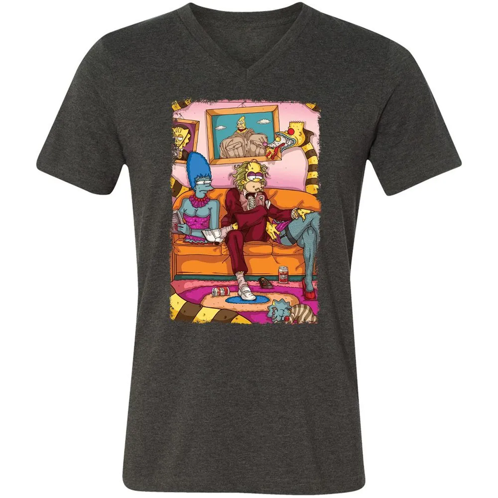 Unisex V-Neck T-Shirt - V9SHEAN2 - Dark Grey Heather - 8