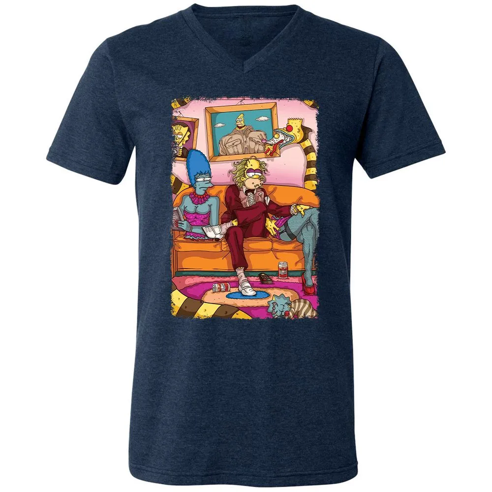 Unisex V-Neck T-Shirt - V9SHEAN2 - Heather Navy - 15