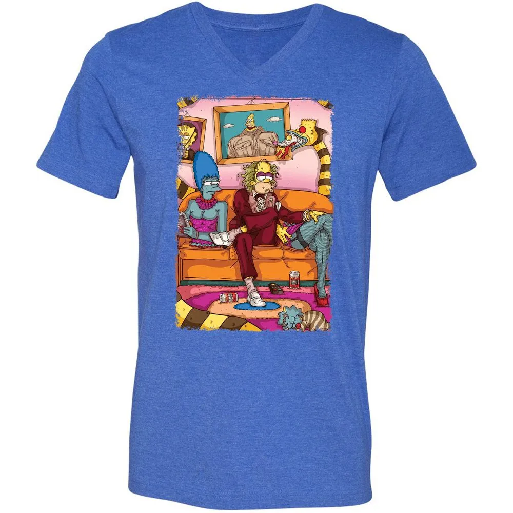 Unisex V-Neck T-Shirt - V9SHEAN2 - Heather True Royal - 14