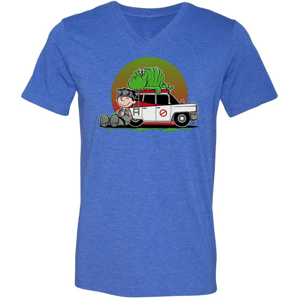 Unisex V-Neck T-Shirt - YYHXLGMF - Heather True Royal - 14
