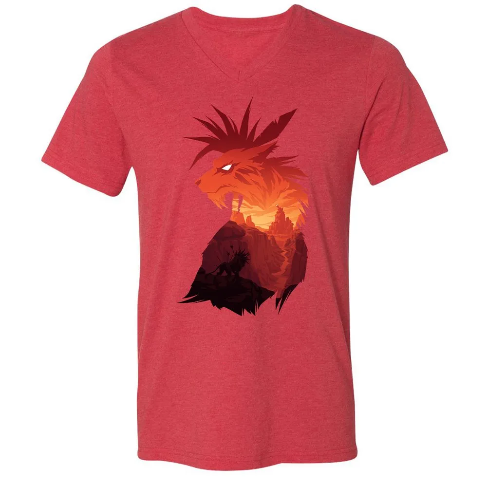 Unisex V-Neck T-Shirt - NLNKSUZ6 - Heather Red - 16