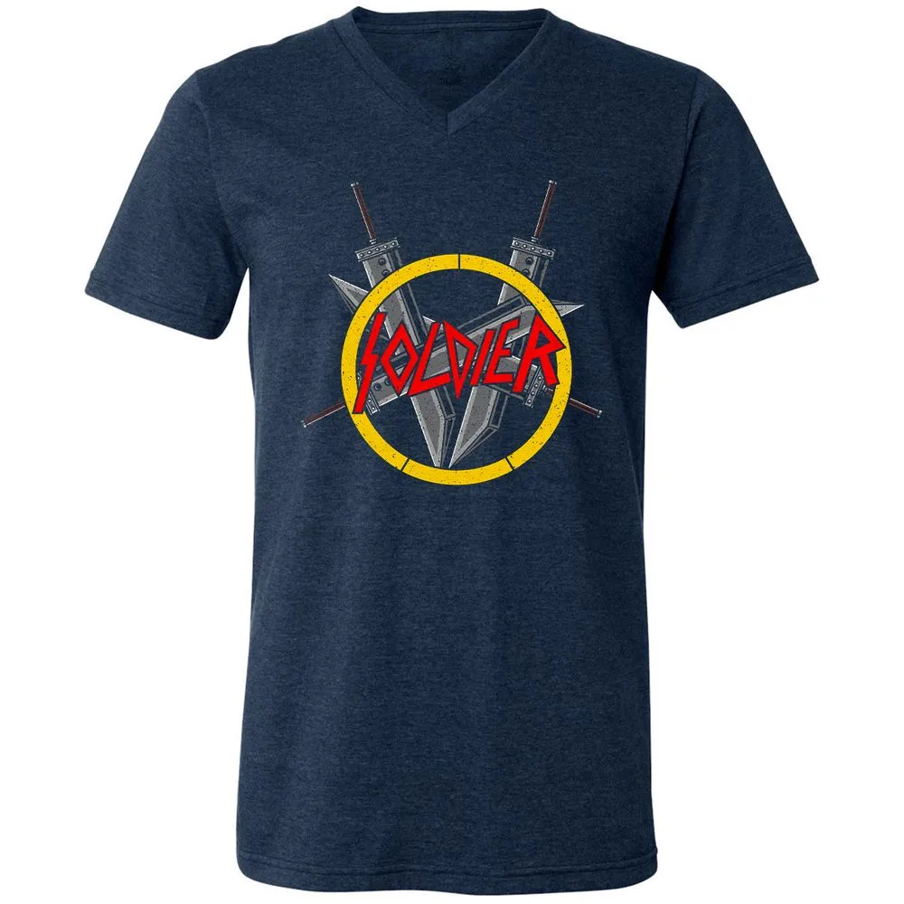 Unisex V-Neck T-Shirt - W4ZU91M4 - Heather Navy - 15