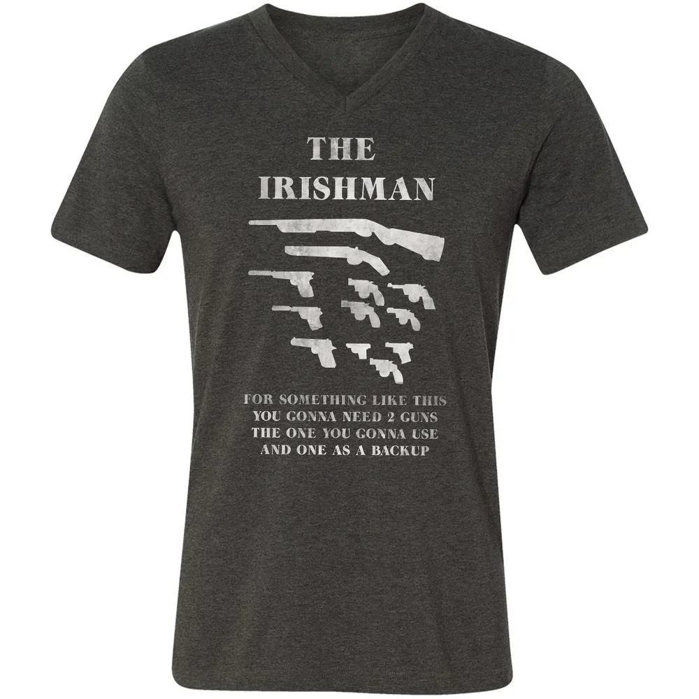Unisex V-Neck T-Shirt - 3NSSRDYL - Dark Grey Heather - 8