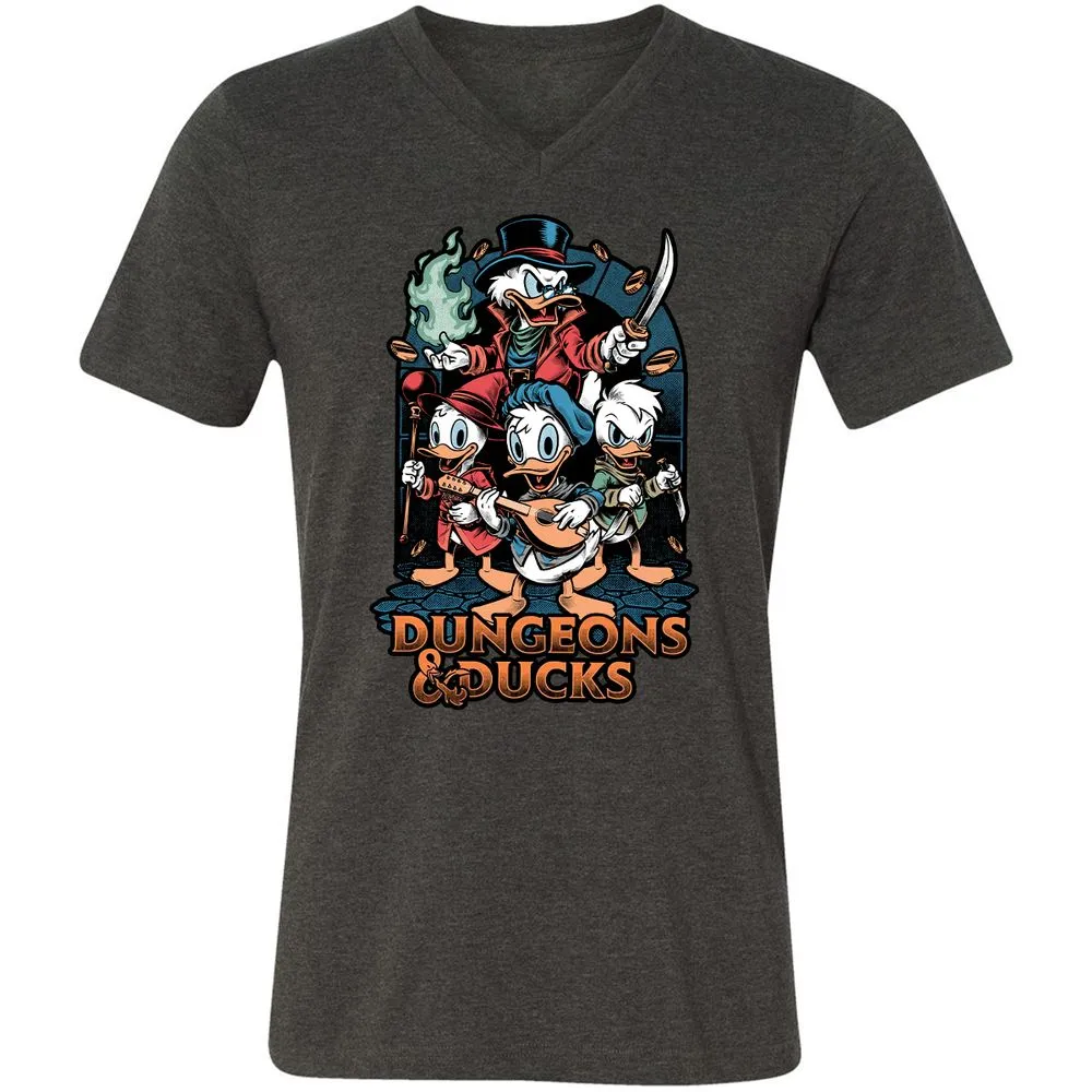 Unisex V-Neck T-Shirt - BSDYLVYT - Dark Grey Heather - 8
