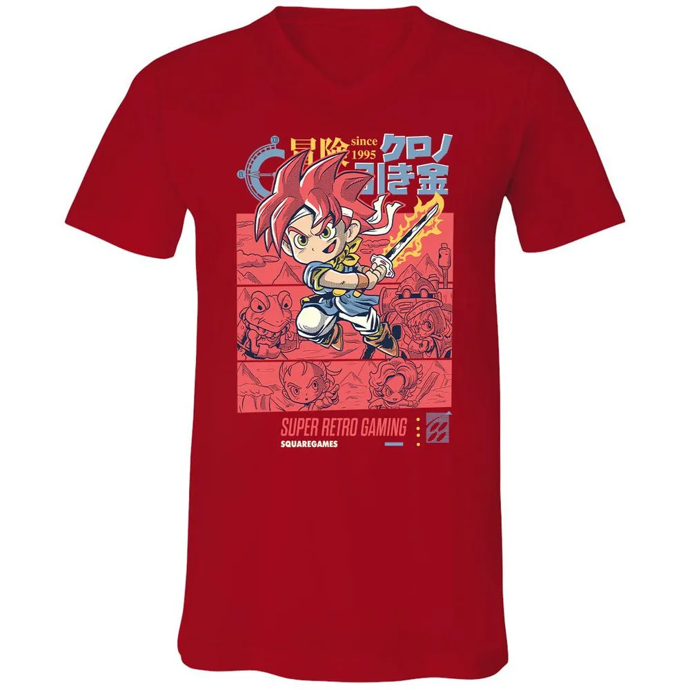 Unisex V-Neck T-Shirt - W85UQ4VY - Red - 3