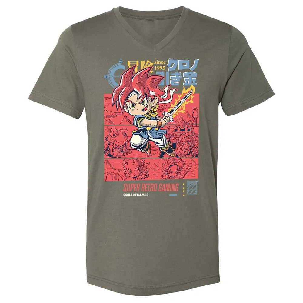 Unisex V-Neck T-Shirt - W85UQ4VY - Military Green - 10
