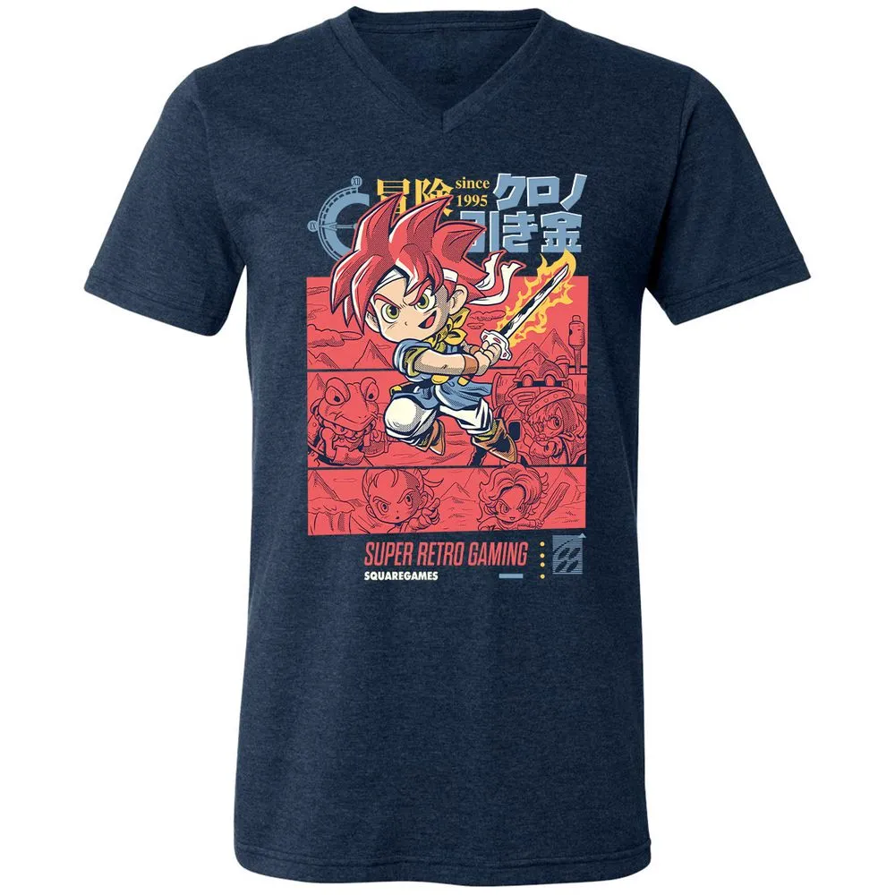 Unisex V-Neck T-Shirt - W85UQ4VY - Heather Navy - 15