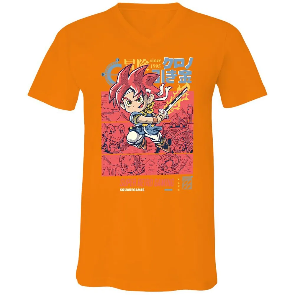 Unisex V-Neck T-Shirt - W85UQ4VY - Orange - 11