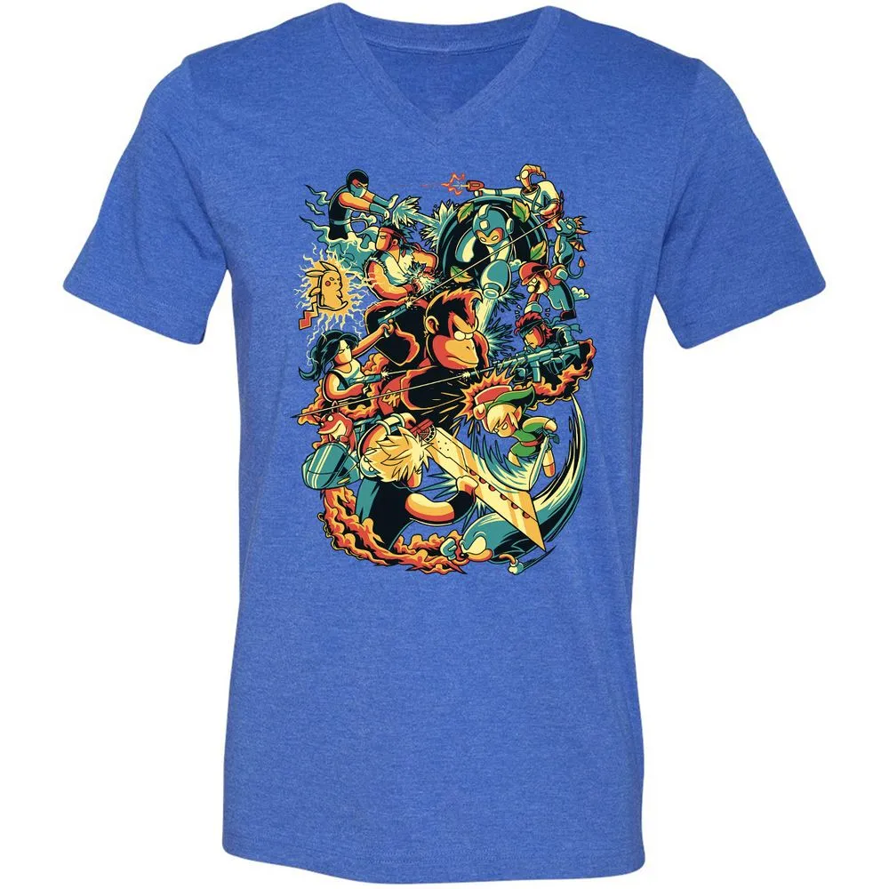 Unisex V-Neck T-Shirt - PV3HVH66 - Heather True Royal - 14