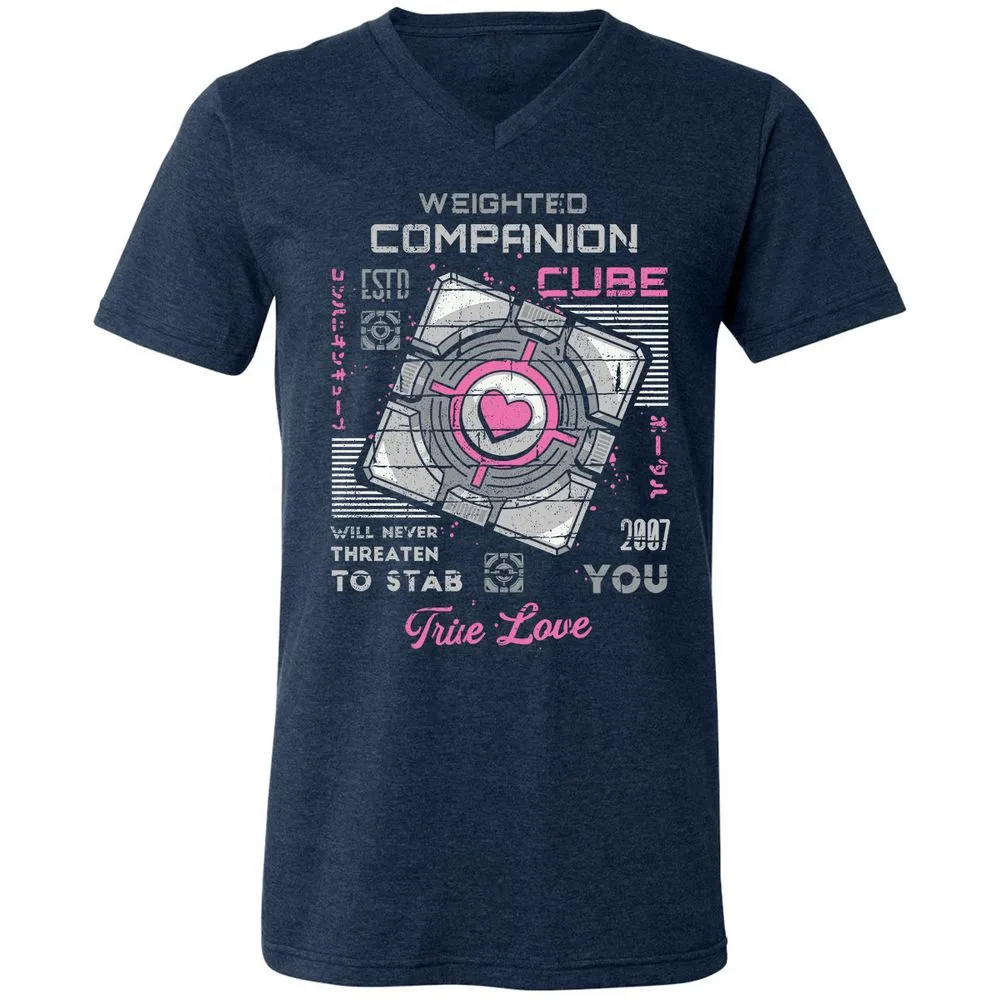 Unisex V-Neck T-Shirt - 7APW6XUH - Heather Navy - 15