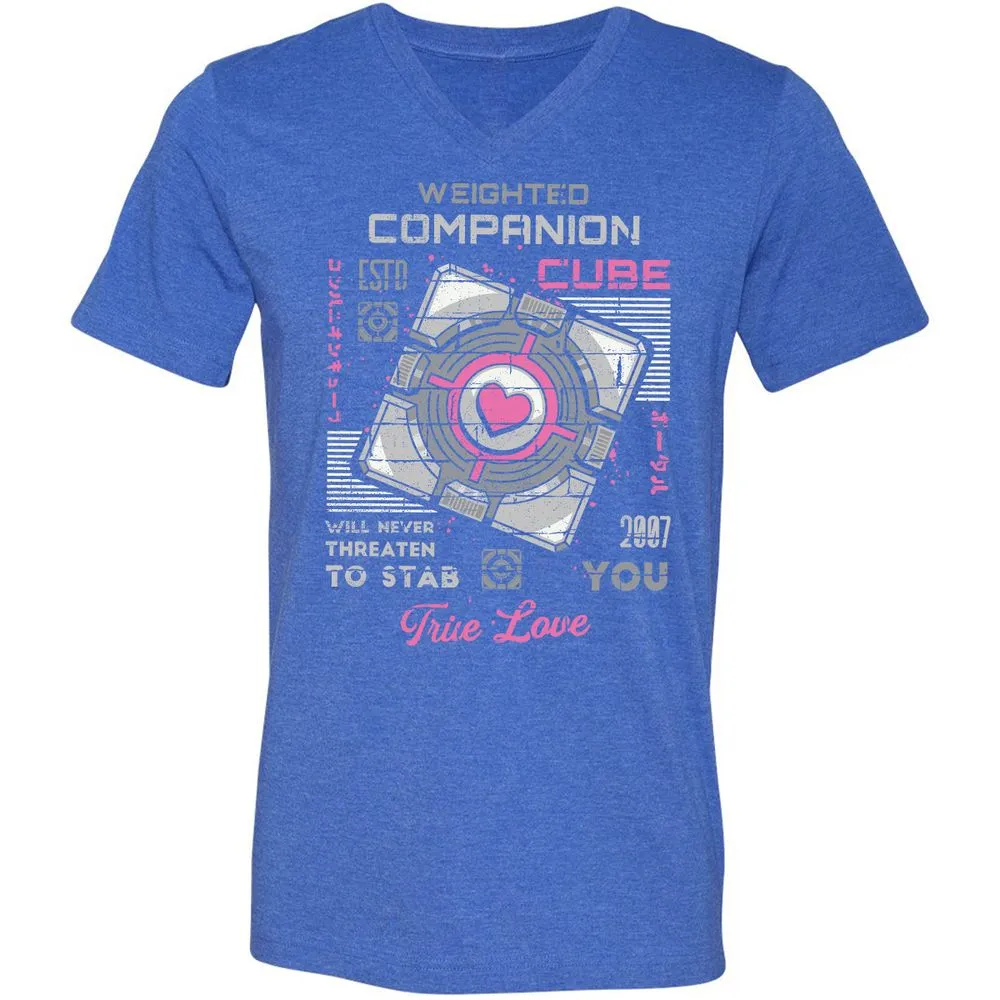 Unisex V-Neck T-Shirt - 7APW6XUH - Heather True Royal - 14