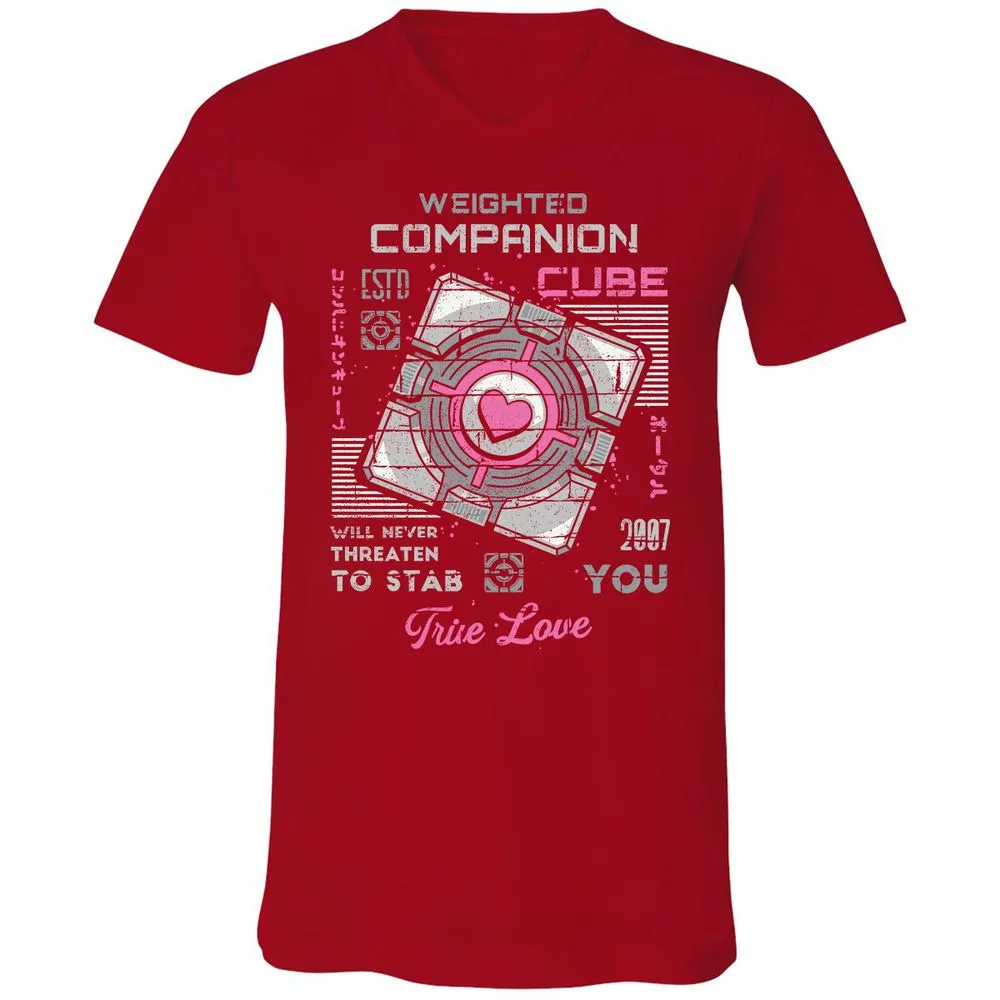 Unisex V-Neck T-Shirt - 7APW6XUH - Red - 3