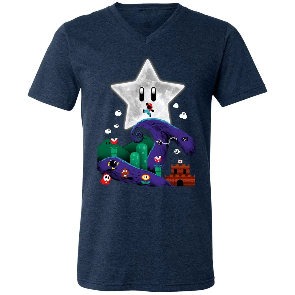 Unisex V-Neck T-Shirt - 9T996MRG - Heather Navy - 15
