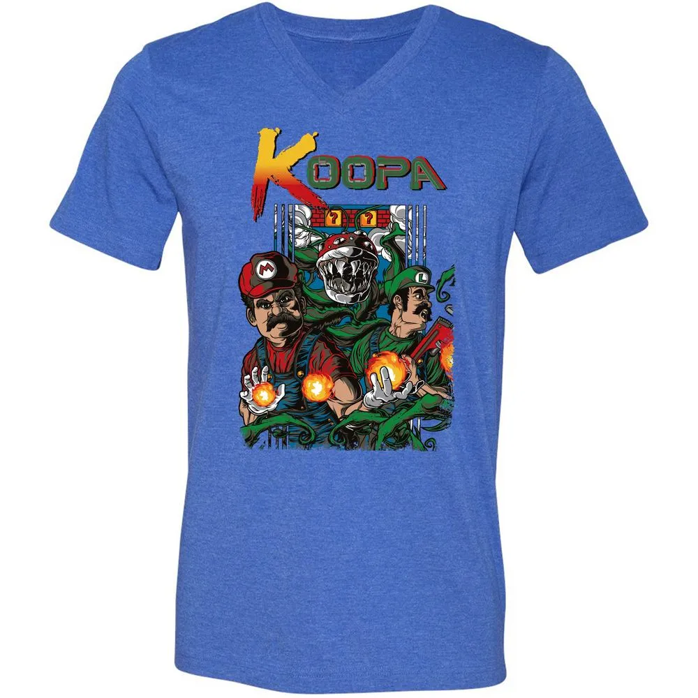Unisex V-Neck T-Shirt - 6WBJA89B - Heather True Royal - 14