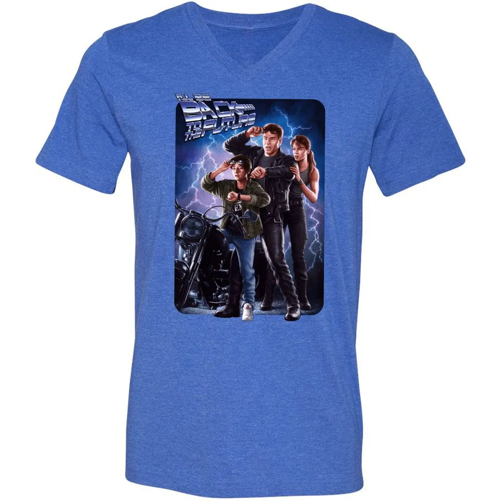 Unisex V-Neck T-Shirt - YSJ39X3Y - Heather True Royal - 14