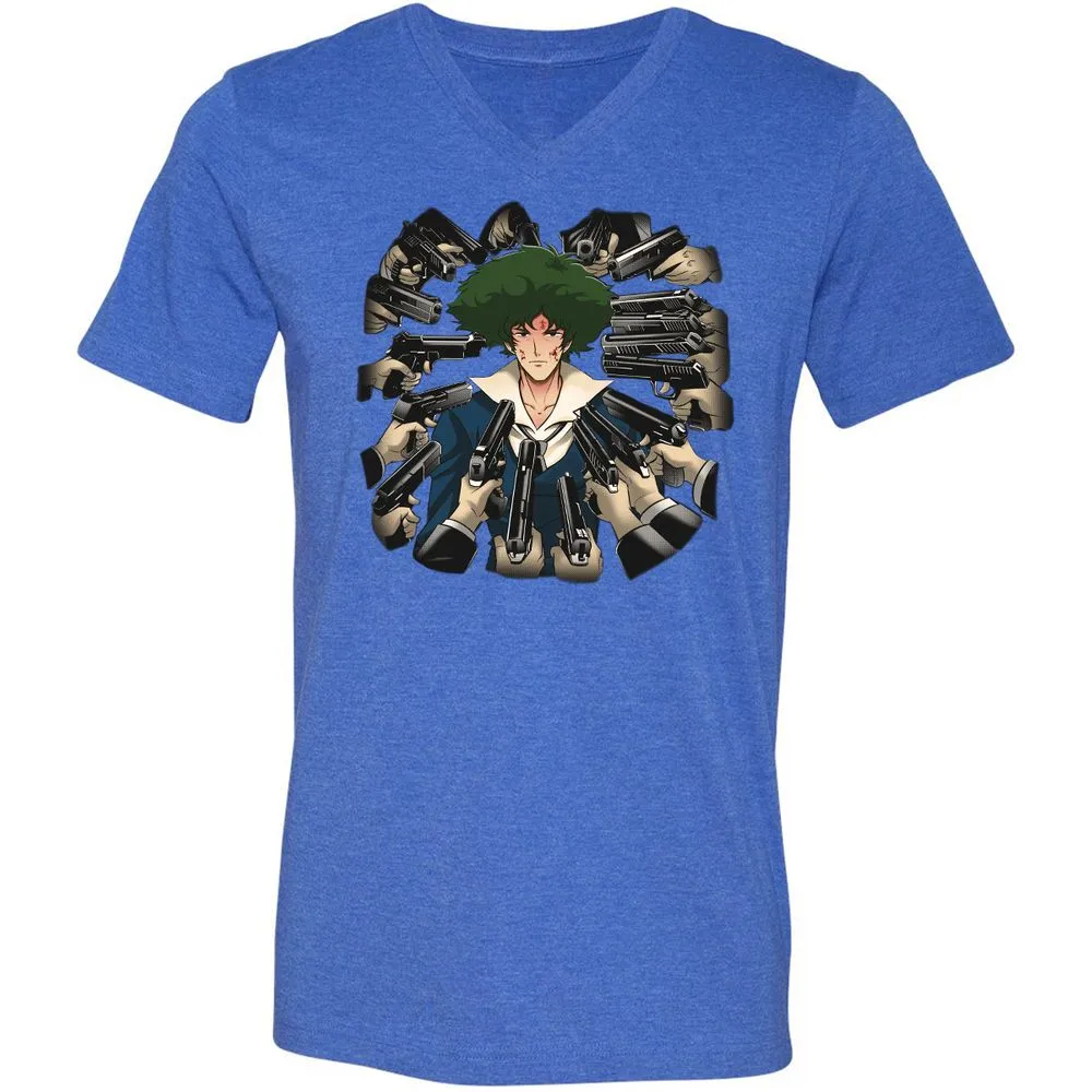 Unisex V-Neck T-Shirt - 29QX9W7P - Heather True Royal - 14