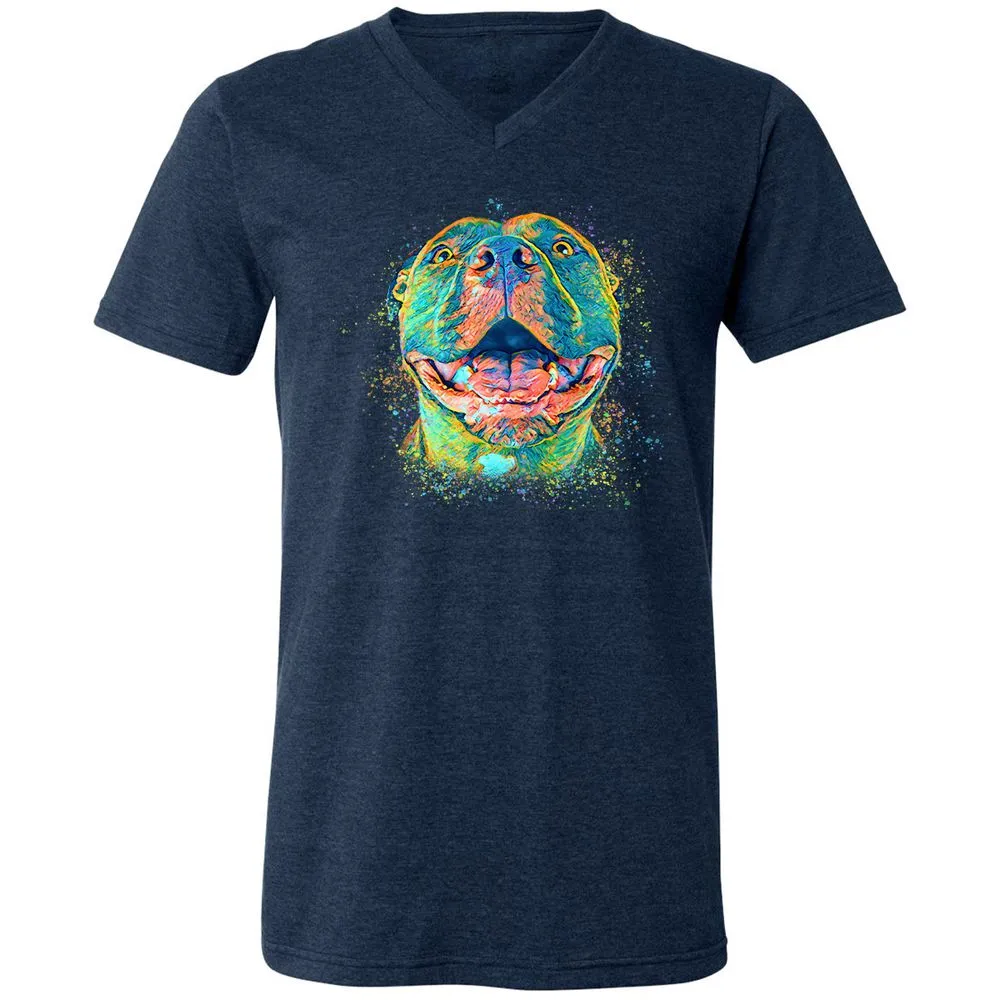 Unisex V-Neck T-Shirt - BVZ1ANJK - Heather Navy - 15