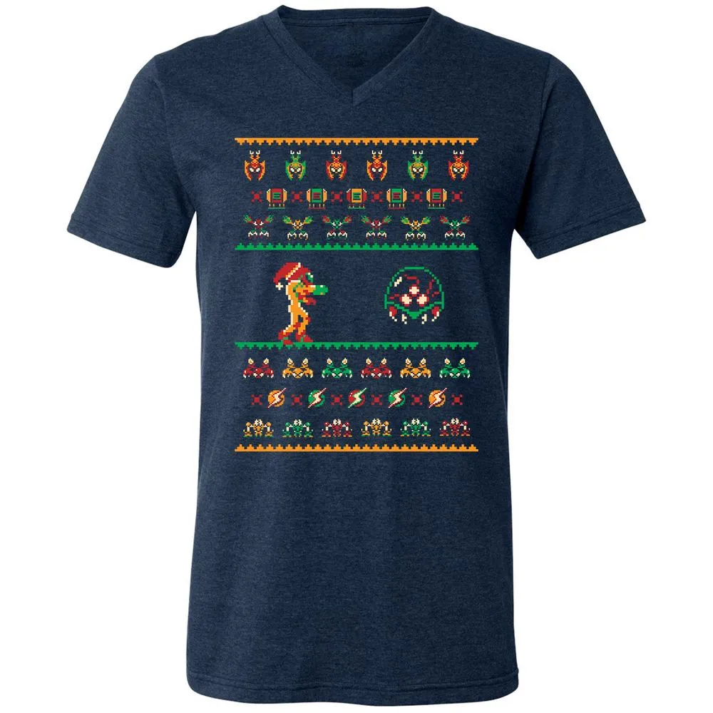 Unisex V-Neck T-Shirt - D5TCENJ3 - Heather Navy - 15