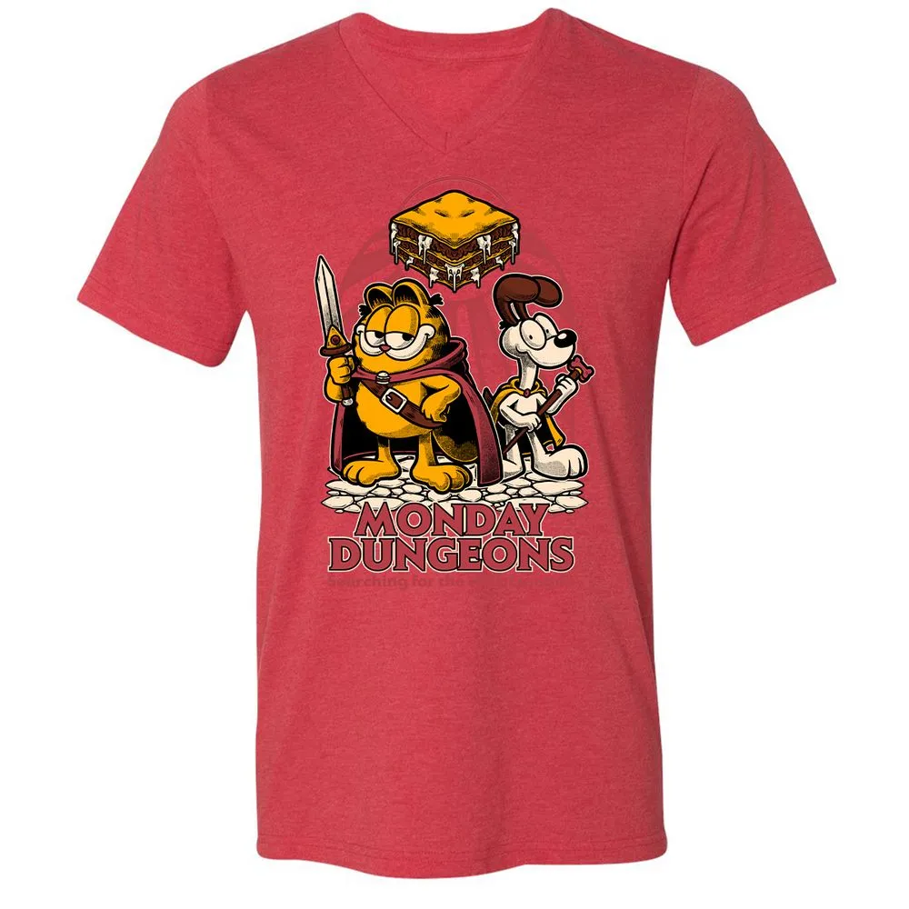 Unisex V-Neck T-Shirt - H6BK1HT7 - Heather Red - 16